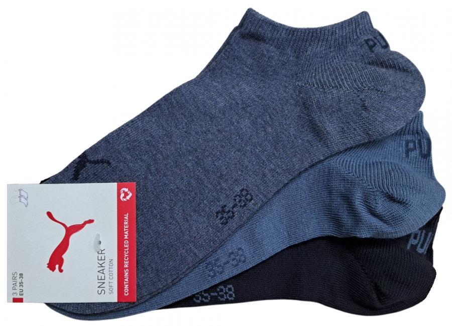 3 Paar Puma Sneaker - Invisible Farbset - FX Demin Blue - Größe 35/38