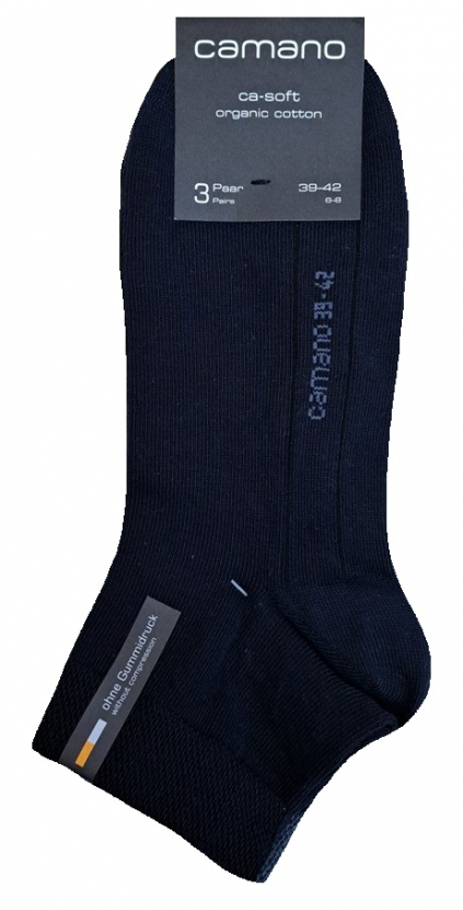 3 Paar Camano Baumwoll Quarter - druckfreie Kurzsocken - Navy/Jeansmix