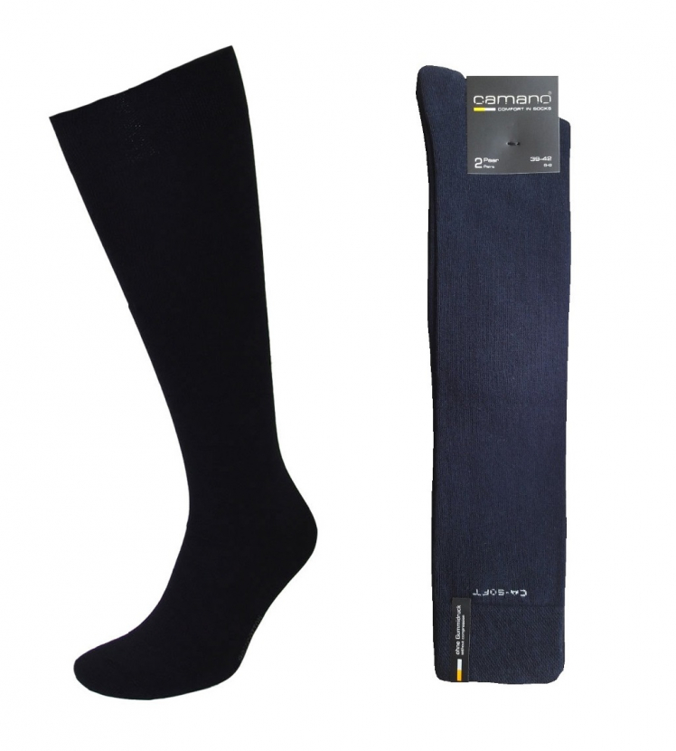 2 Paar Camano Baumwoll Softbund Kniestrümpfe - Marineblau