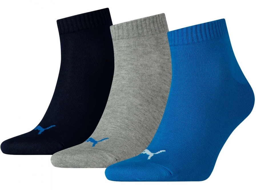 3 Paar Puma Klassik Quarter - Farbset - mit Kraftblau - Größe 39/42