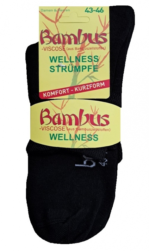 3 Paar Kurzschaft Bambus Wellness Strümpfe ohne Gummi - Schwarz - Größe 47/49