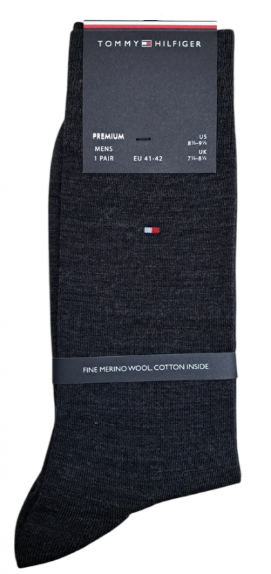 Tommy Hilfiger Herren - Premium Merino Socken - Uni Anthrazit