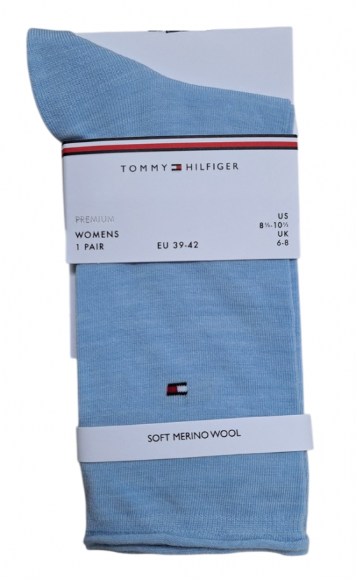 Tommy Hilfiger Damen Premium Soft Merino Rollrand Socken - Light Blue