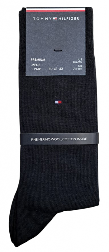 Tommy Hilfiger Herren - Premium Merino Socken - Uni Schwarz