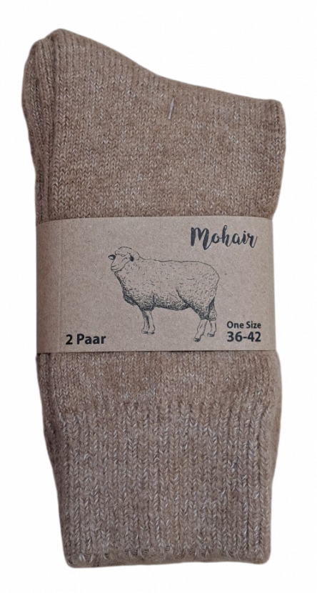 2 Paar Damensocken Mohair - Kuschelsocken - Caramel