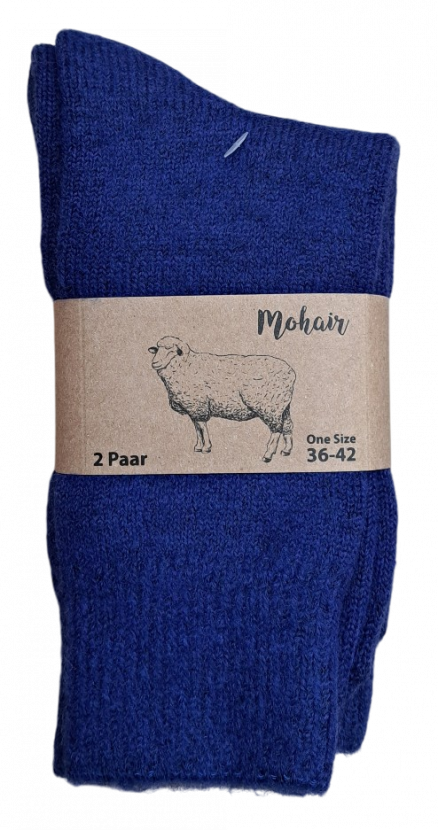 2 Paar Damensocken Mohair - Kuschelsocken - Blau
