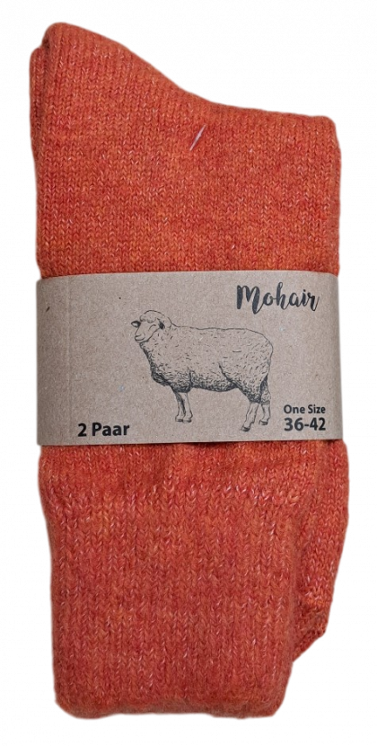 2 Paar Damensocken Mohair - Kuschelsocken - Orange