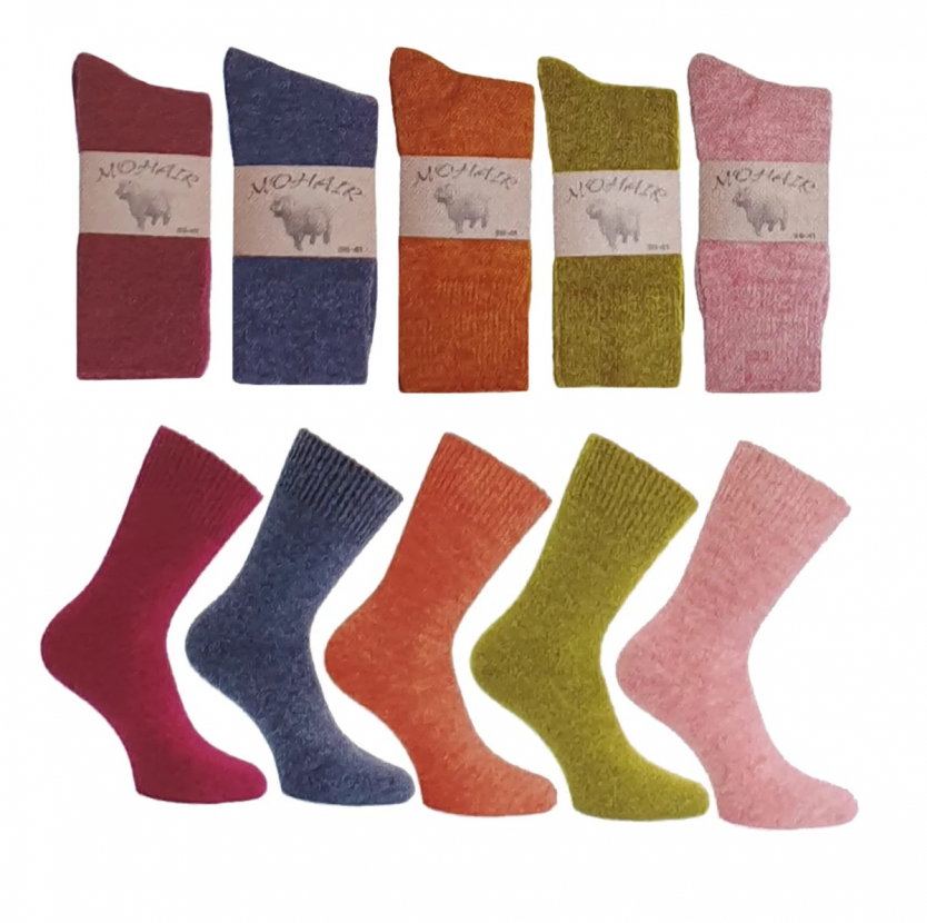 5 Paar Damensocken Mohair - Kuschelsocken - Mix Color