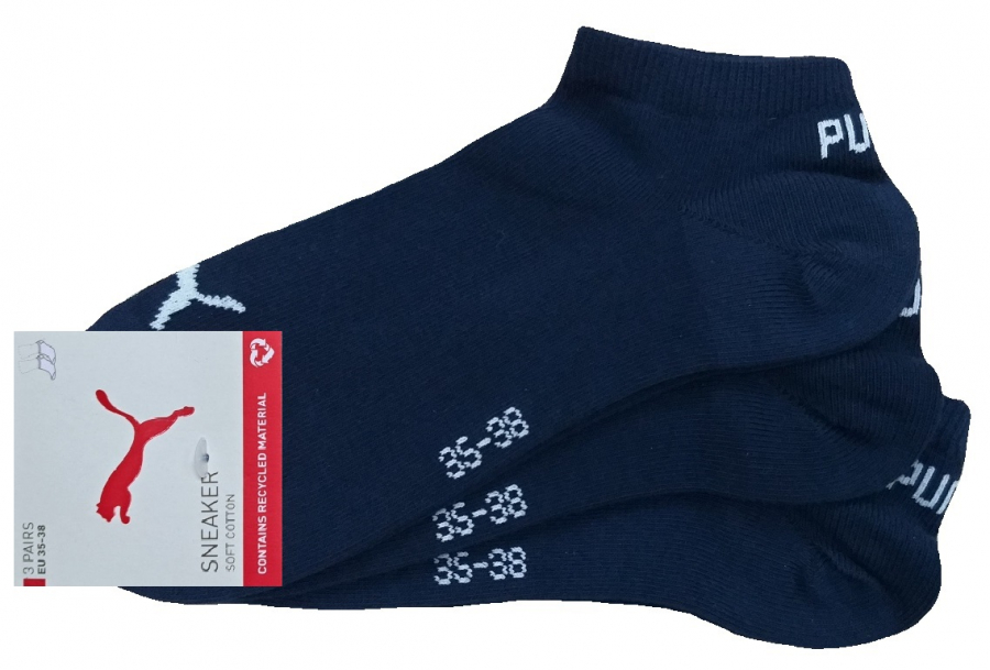 3 Paar Puma Basic Unisex Sneaker Füßlinge - Farbset: Uni Navy