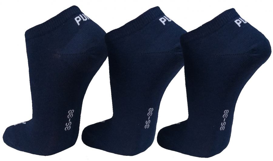 3 Paar Puma Basic Unisex Sneaker Füßlinge - Farbset: Uni Navy