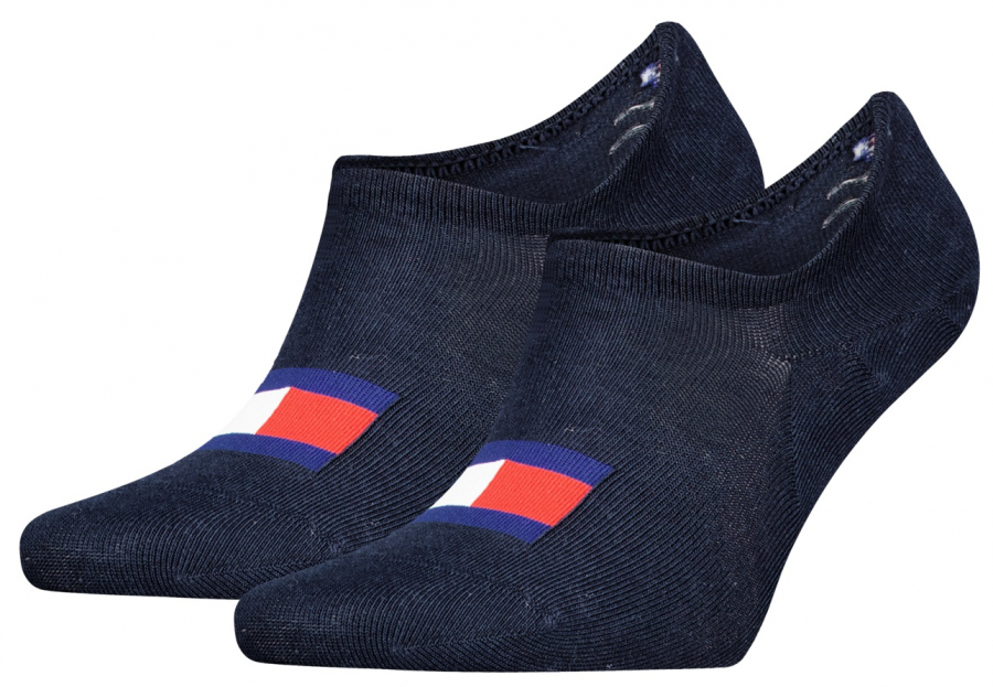 2 Paar Tommy Hilfiger Slip Stop HIGH CUT Footies - Dark Navy - Größe 35/38