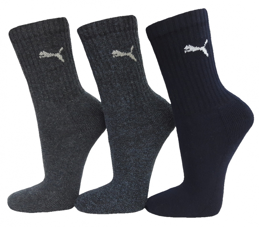 3 Paar Puma Sportsocken Normallang Farbset - Jeansmix - Größe 35/38