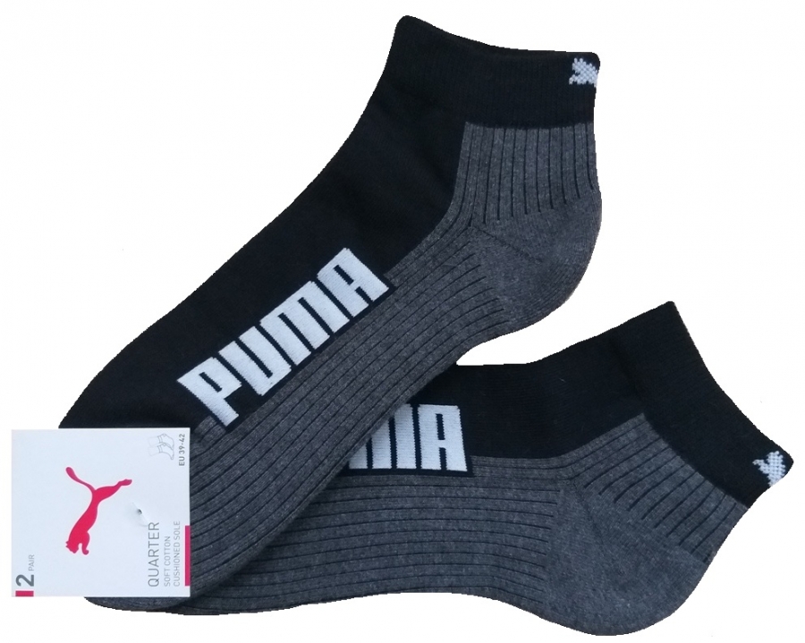 2 Paar Puma Jump Frotteesohle Quarter - Schwarz - Größe 43/46