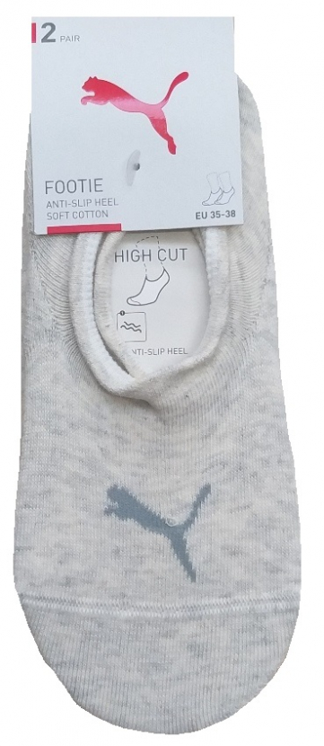 2 Paar Puma - HIGH CUT - Footie's mit Slip Stop (Fersen ABS) - Oat (Haferton)
