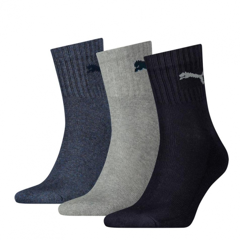 3 Paar Puma Sportsocken Kurzschaftform Set - Navy/Grau/Petrol - Größe 39/42