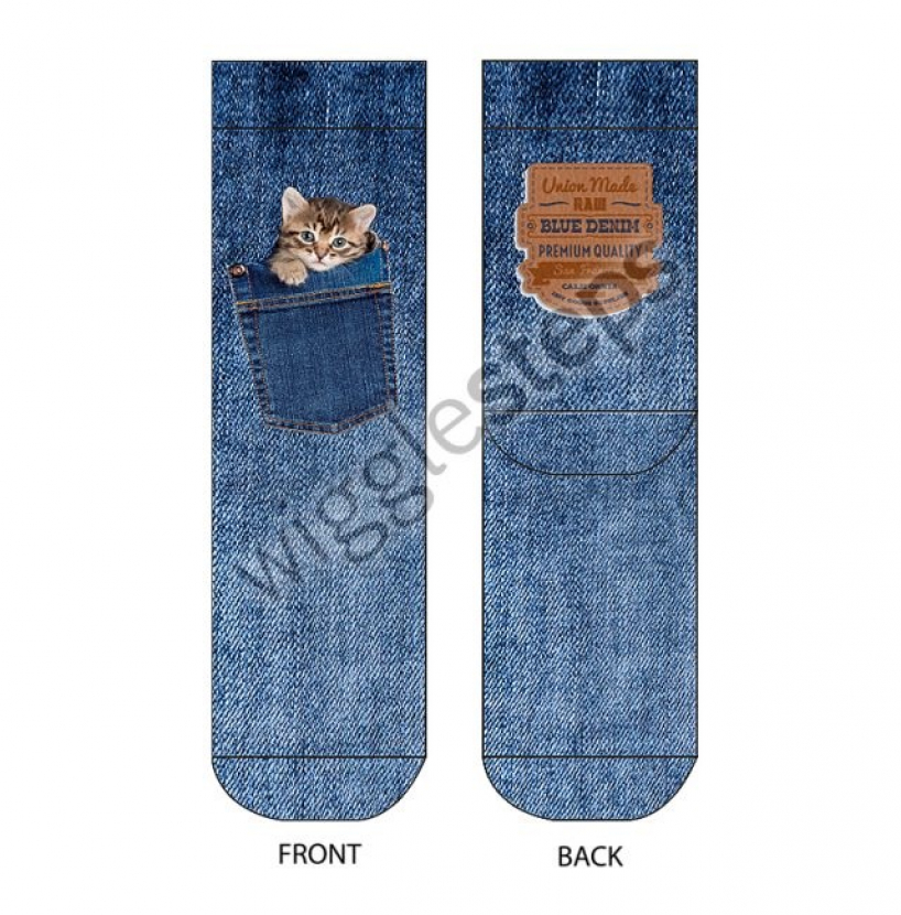 Wigglesteps Damen - Socken - Style: 00821 - Jeans Katze