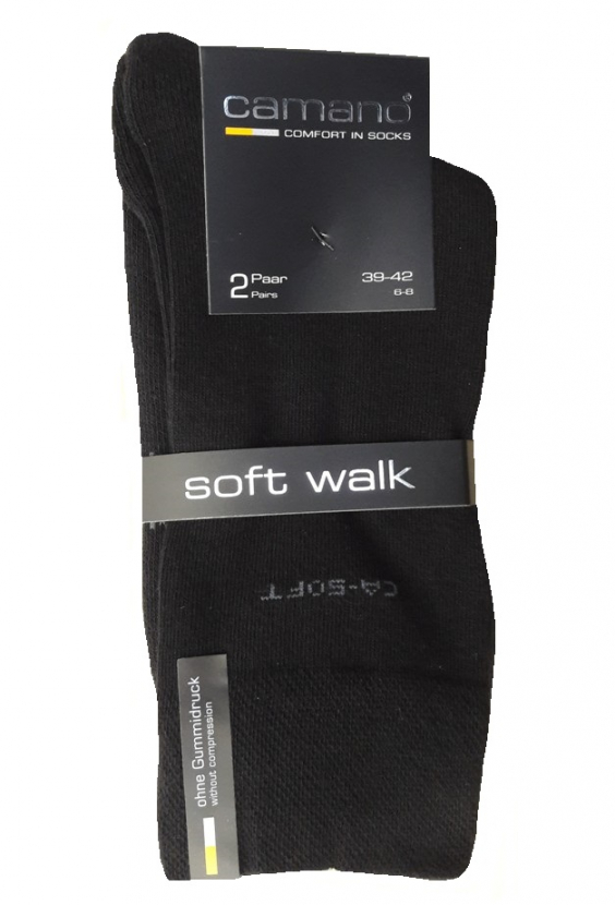 2 Paar Camano CA Soft - Baumwollsocken mit Frotteesohle - Schwarz