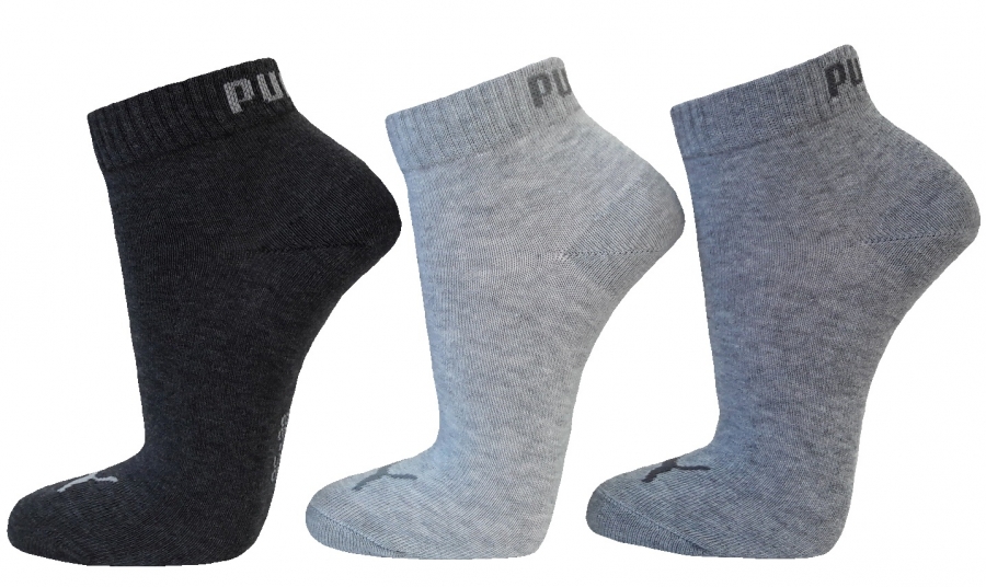 3 Paar Puma Klassik Quarter - Farbset - Grautöne - Größe 39/42