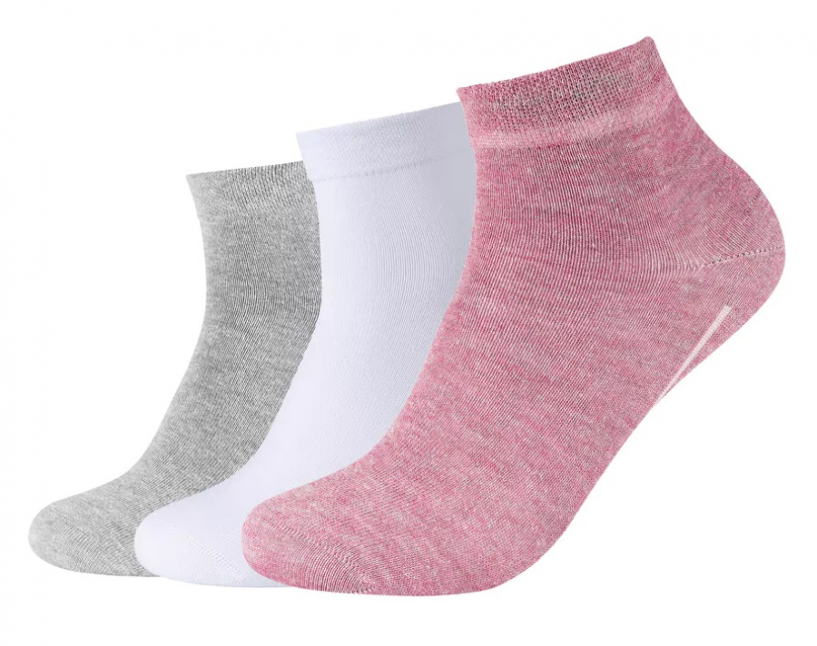 3 Paar Camano Baumwoll Quarter - druckfreie Kurzsocken - Pinkmelangemix