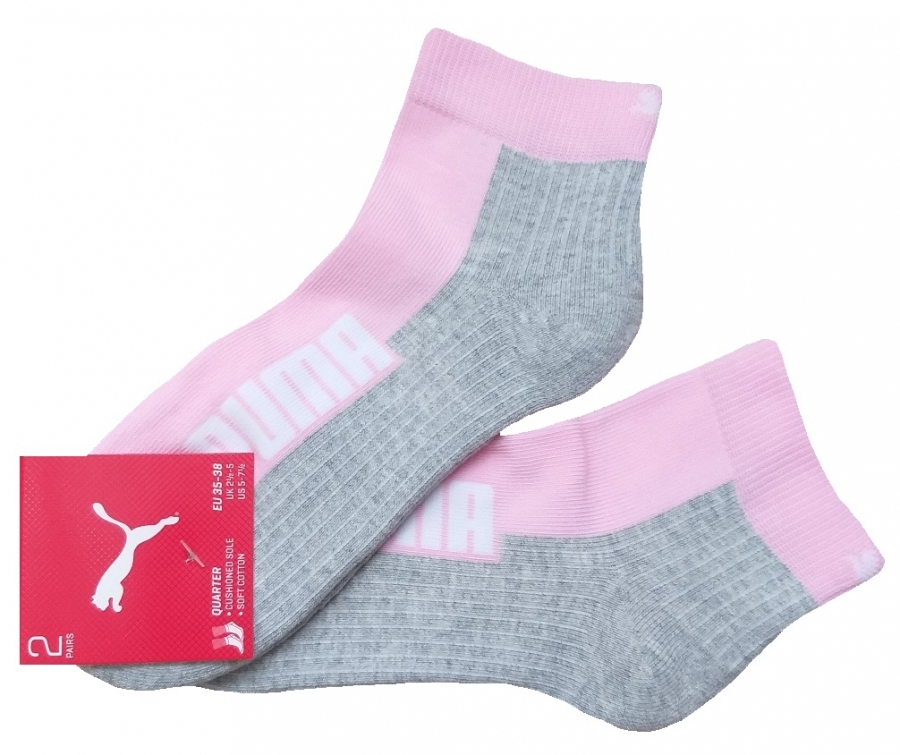 2 Paar Puma Jump Frotteesohle Quarter - Rosa - Größe 35/38