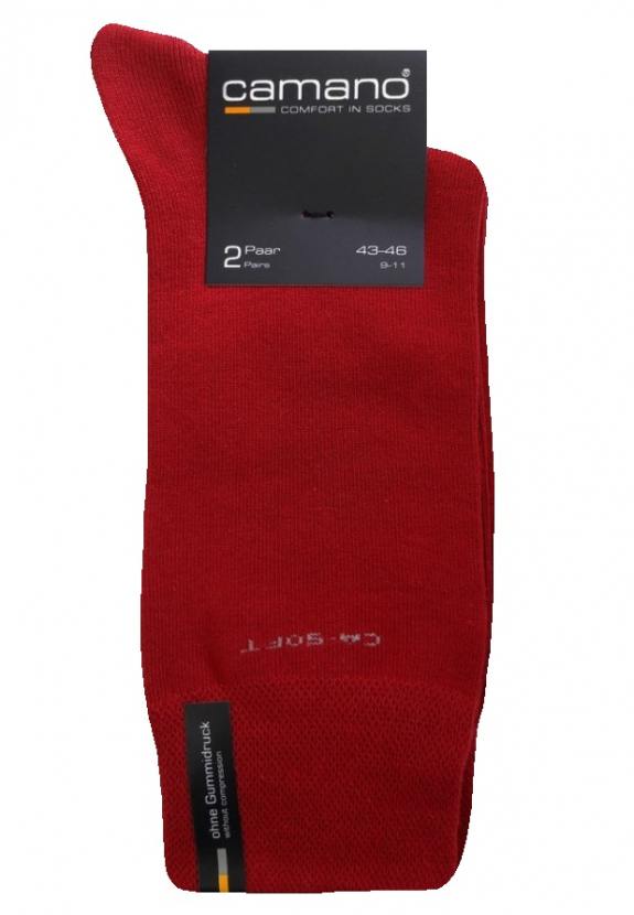 2 Paar Camano CA - SOFTBUND Socken Klassik - Rot