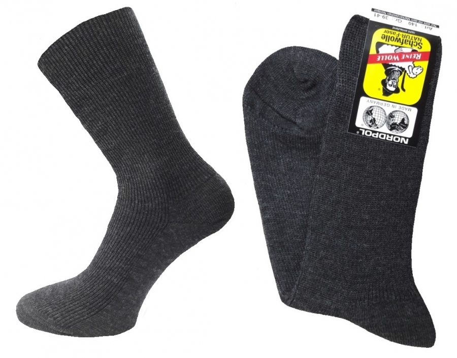 100% Schurwolle 1/1 Rippe Business Schweißsocken - Anthrazit - Größe 45/47