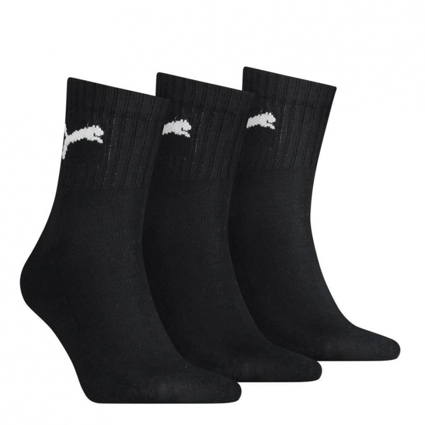 3 Paar Puma Tennissocken - Short Crew Form (Kurzschaft) - Farbset: Uni Schwarz