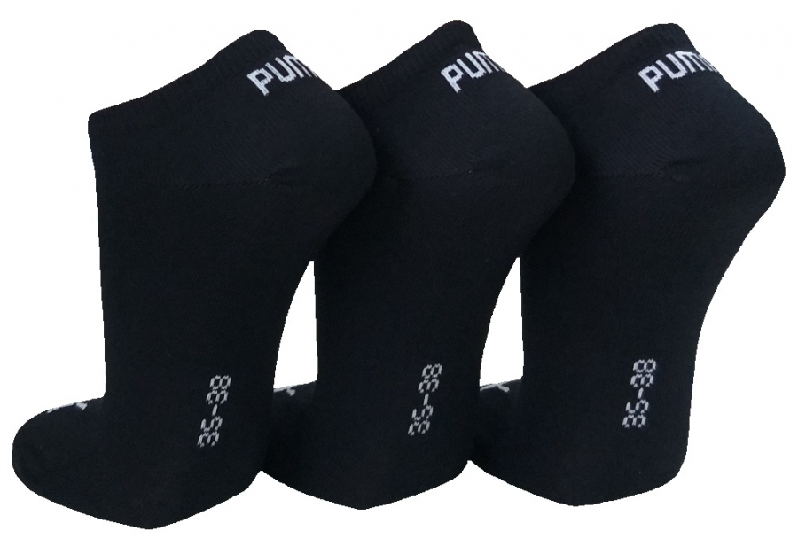 3 Paar Puma Basic Unisex Sneaker Füßlinge - Farbset: Uni Schwarz