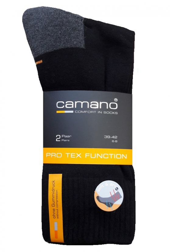 2 Paar Camano Pro Tex - Sportsocken mit P-Sohle - Schwarz