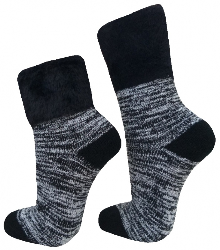 Damen - Umschlagrand Kuschelsocken - Schwarz