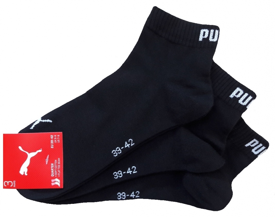 3 Paar Puma Klassik Quarter - Farbset - Schwarz - Größe 39/42