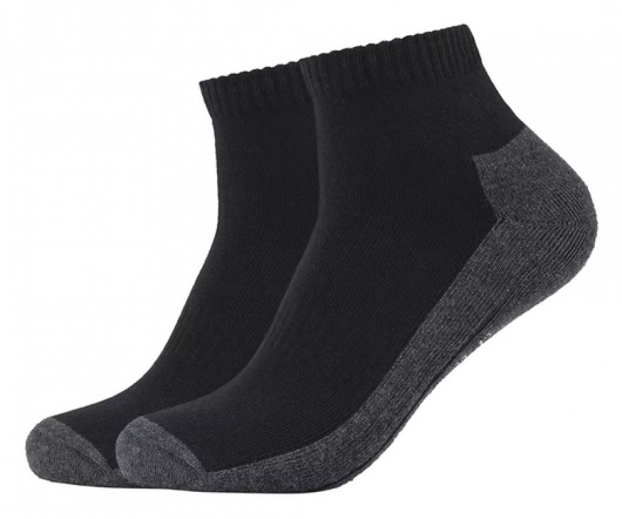 2 Paar Camano Sport Quarter - Frotteesohle Kurzsocken - Schwarz