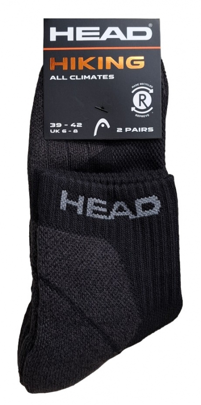 2 Paar Head Hiking - Quarter 1/4 Schaftform - Schwarz - Größe 39/42