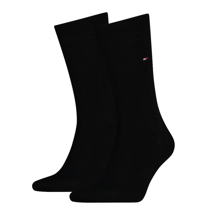2 Paar Tommy Hilfiger Herrensocken - Uni Schwarz - Größe 47/49