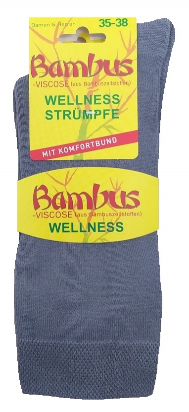 3 Paar Bambus Wellness Strümpfe ohne Gummi - Silbergrau - Größe 39/42