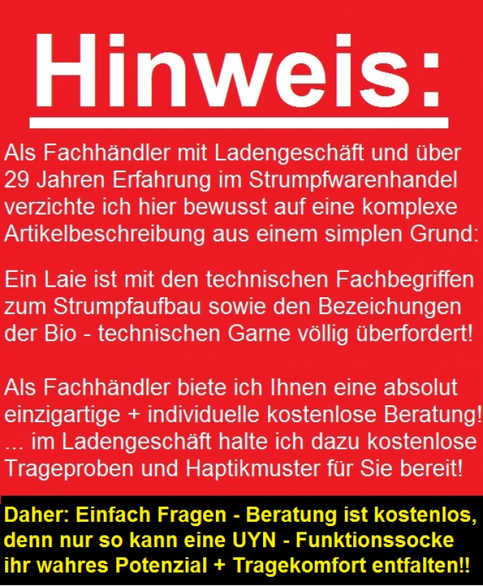 Hinweis zum Kauf von UYN - Funktionssocken