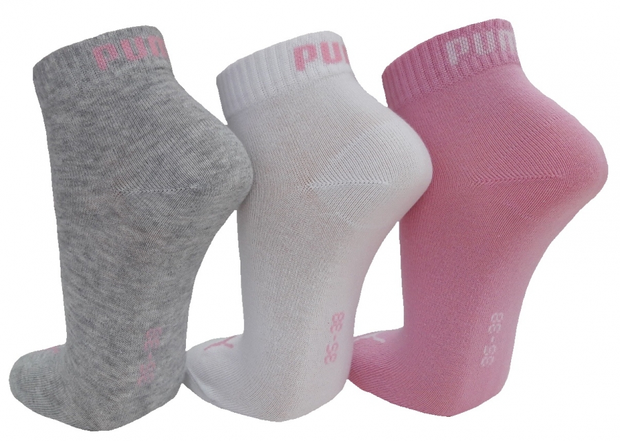 3 Paar Puma Klassik Quarter - Farbset - mit Rosa - Größe 39/42