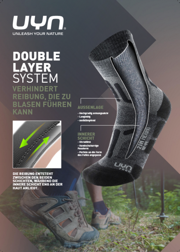 UYN Damen - Trekking 2IN Quarter - Anthrazit/Türkis