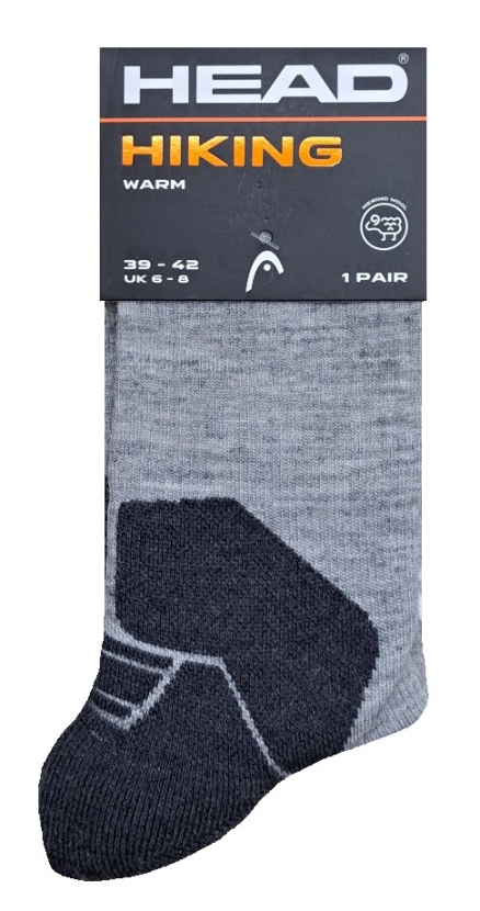 Head Hiking Socken - Merino Long & Warm - Grau - Größe 43/46