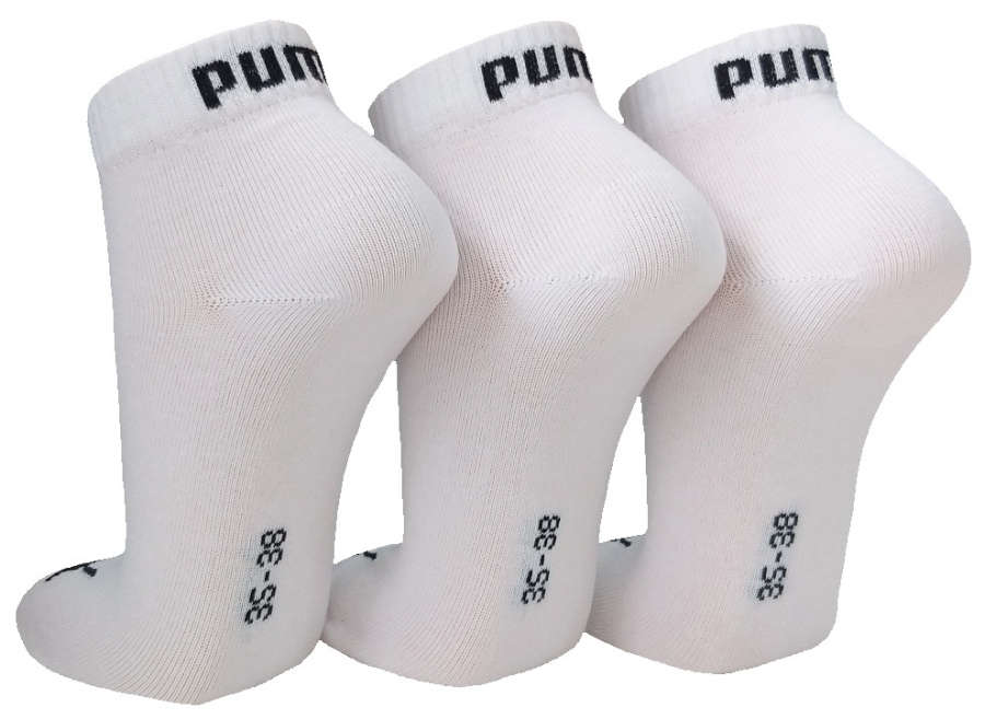 3 Paar Puma Baumwoll Klassik Quarter - Farbset: Uni Weiss
