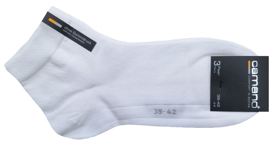 3 Paar Camano Baumwoll Quarter - druckfreie Kurzsocken - Weiss
