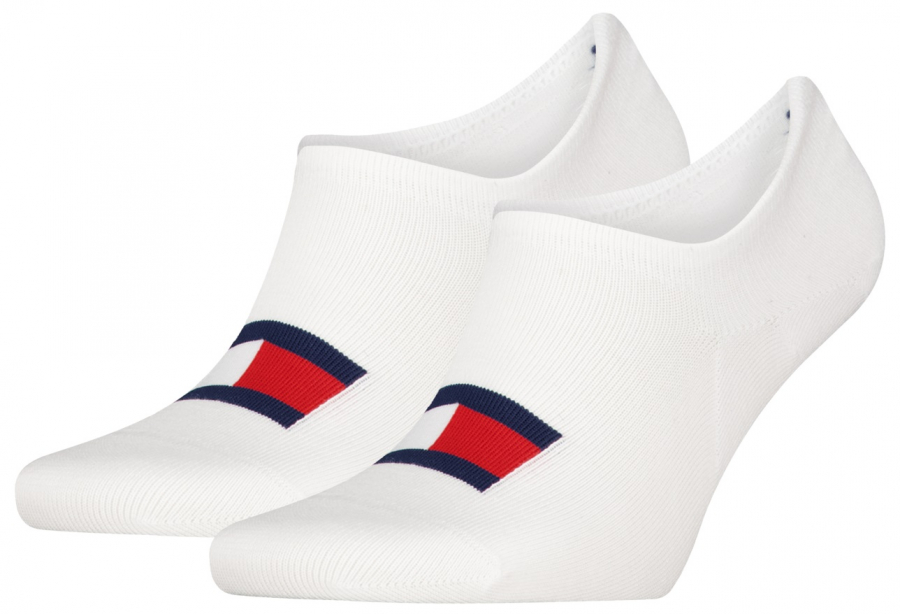 2 Paar Tommy Hilfiger Slip Stop HIGH CUT Footies  - Weiss - Größe 39/42
